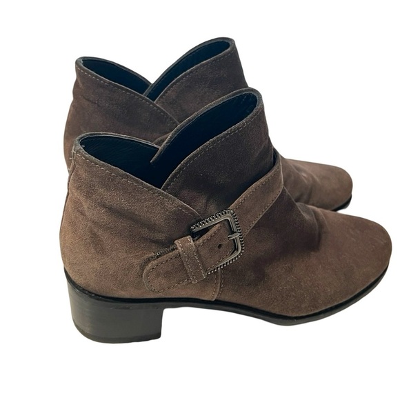 STUART WEITZMAN Brown Suede Buckle Leather Ankle Boots Sz 8 - Picture 1 of 5